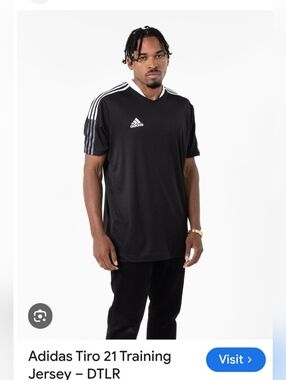 Adidas Men's Black Tiro 211 Training Jersey with White Stripes